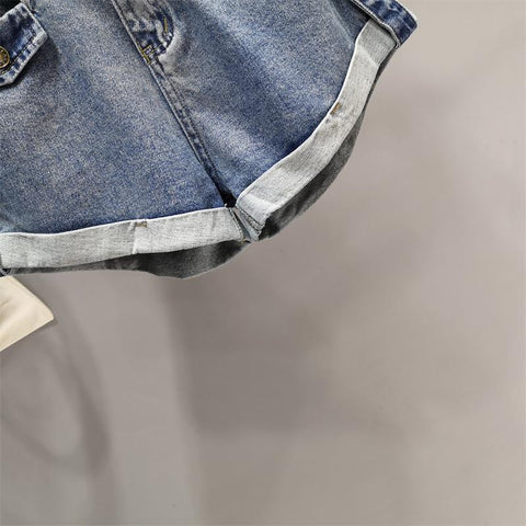 Loose Wide-Leg A- Line Denim Shorts Women-WF00621-Veeddydropshipping