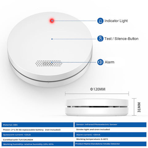 Wireless Remote Control Fire Safety Alarm Sound Sensor-CO00637-Veeddydropshipping