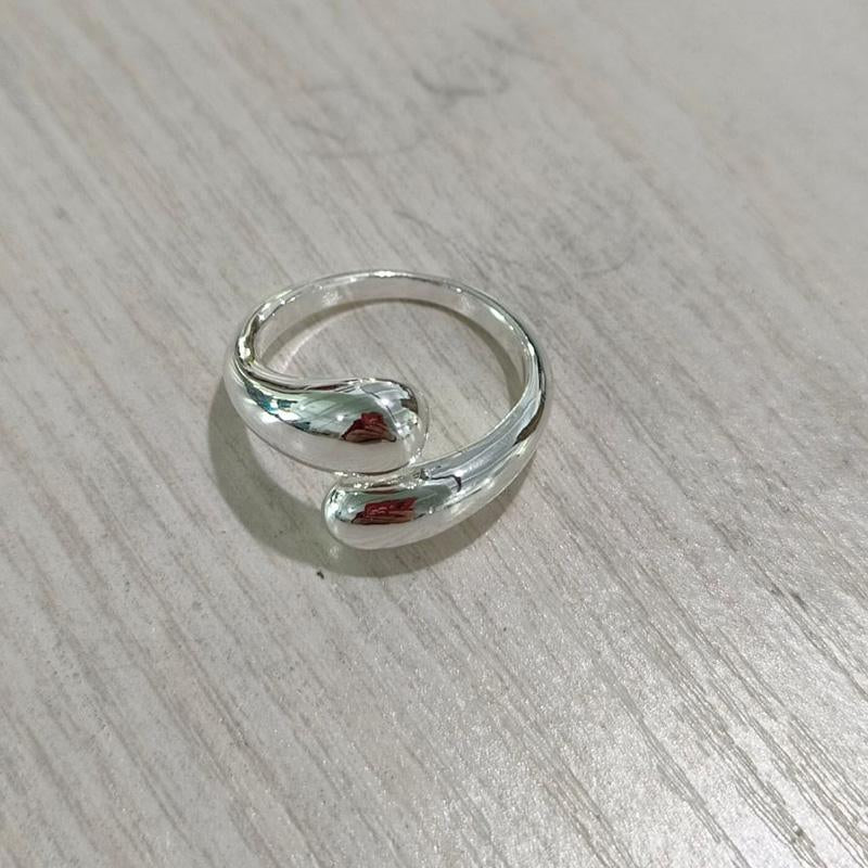 Stainless Steel Smooth Double Ball Beads Rings For Woman Open-JW01389-Veeddydropshipping