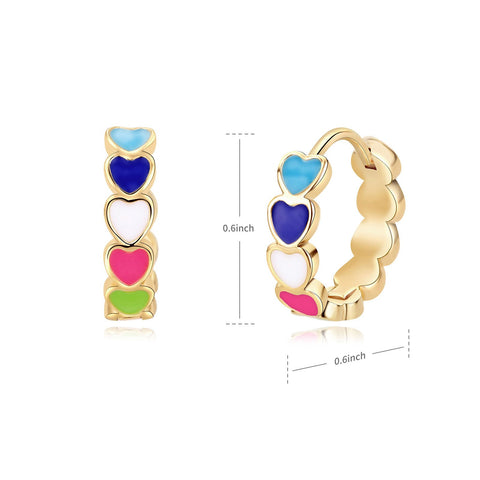 Heart Earrings  Stainless Steel Enamel Geometric Hoop Earring -JW01439-Veeddydropshipping