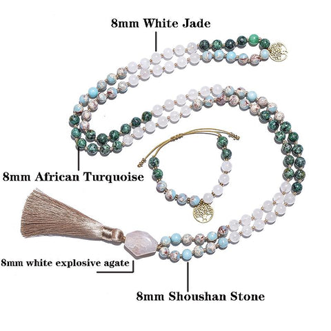 8mm African Turquoise Emperor Jasper Knotted Necklace -JW01294-Veeddydropshipping
