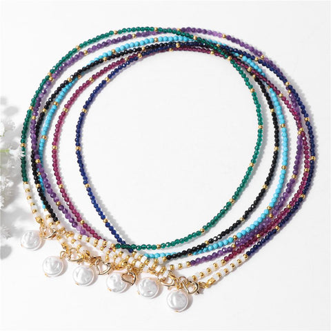 Pearl Pendant Necklace for Women Natural Stone Beaded -JW00174-Veeddydropshipping