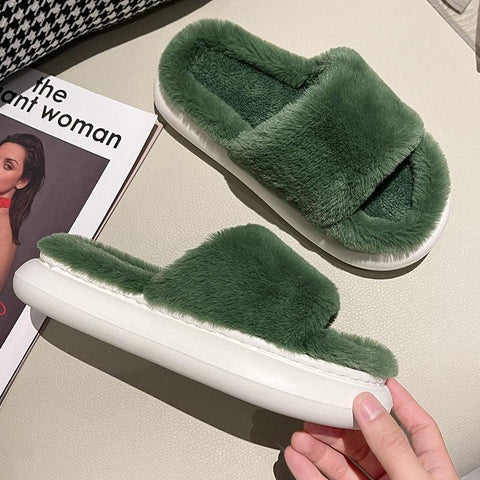 Women Winter House Warm Furry Slippers Women Flip Flops-BS01237-Veeddydropshipping