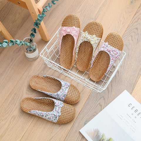 Slippers Home Couples Loopholes Floor Linen Slippers-BS01116-Veeddydropshipping