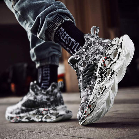 Graffiti Shoes 45 High Top Sneakers 46 Basketball Shoes-BS01410-Veeddydropshipping