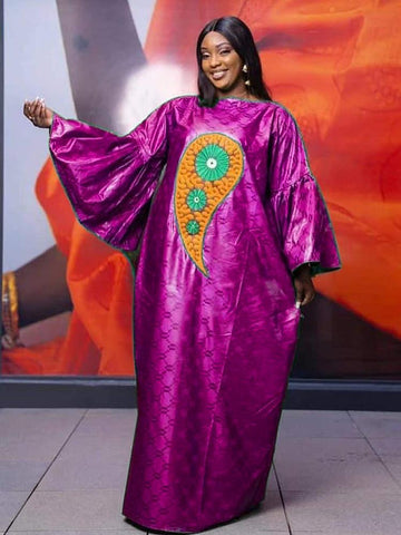 African Bazin Riche Dresses For Women-WF01667-Veeddydropshipping