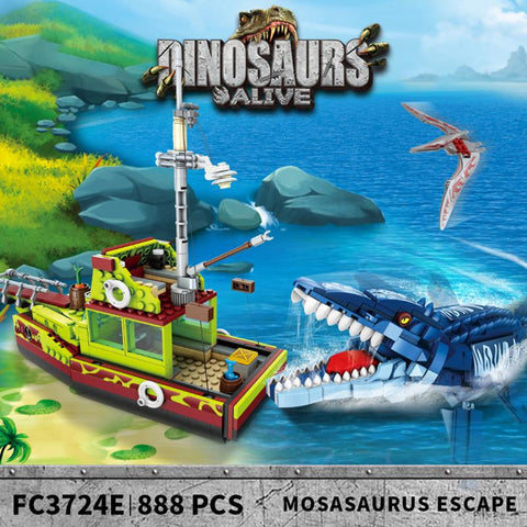 Building Blocks Dinosaur Ideas MOC Animal Escape Mosasaurus Ocean-TB01487-Veeddydropshipping