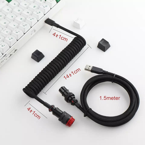 Custom Paracord Coiled Mechanical Keyboard Usb Data Cable GX16 -CE00013-Veeddydropshipping