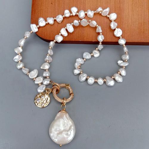 White Pearl choker Necklace Pearl Charm pendant -JW01262-Veeddydropshipping