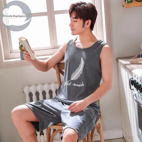 homme, manches courtes, en coton, dessin animé, ensemble décontracté, costume-MF01610-Veeddydropshipping