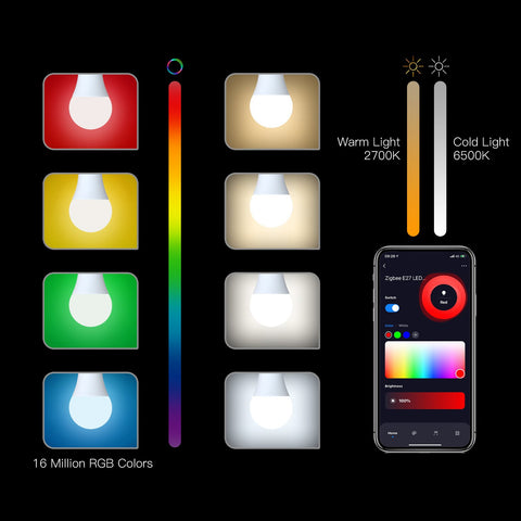 1-9PCS 9W AC90-240V Tuya ZigBee Smart LED Light Bulb RGB E27 Dimmable -CE00629-Veeddydropshipping