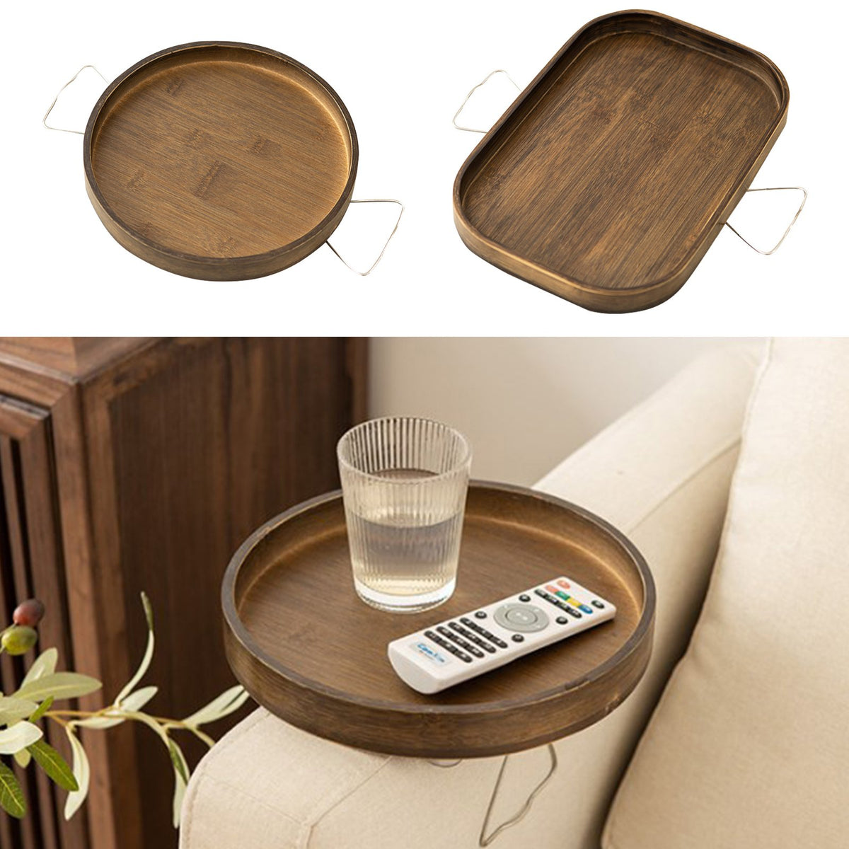 Sofa Armrest Clip-On Table Tray Wooden Foldable Couch-HA00864-Veeddydropshipping