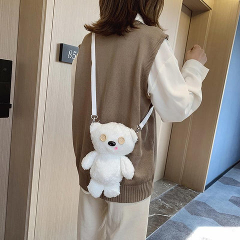 NEW Button Bear Baby Plush Backpack Children's Plush Bear Toy Bag-TB00026-Veeddydropshipping