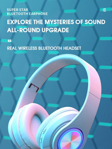 Wireless Light emitting Headset Bluetooth Headset Subwoofer Stereo Pluggable -CE01046-Veeddydropshipping