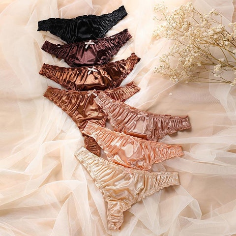 Women Underwear Low Waist Soft Silk Panties-WF00853-Veeddydropshipping