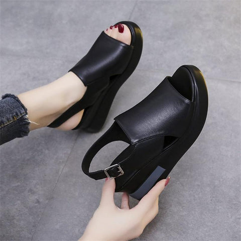 Muffin Thick Bottom Slope Heel Women&#39;s Sandals Back Empty Snap-BS00806-Veeddydropshipping