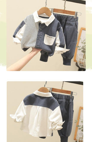 Autumn spring  2pcs Children striped Coat Long Sleeve Boy Baby Sets-TB01218-Veeddydropshipping