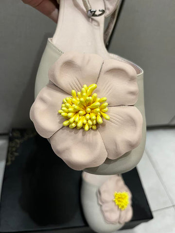 Flower Beach Shoes Closed Toe Handmade Genuine Leather-BS00860-Veeddydropshipping