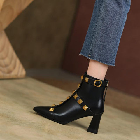 short boots autumn winter fashion pointed toe women-BS00920-Veeddydropshipping