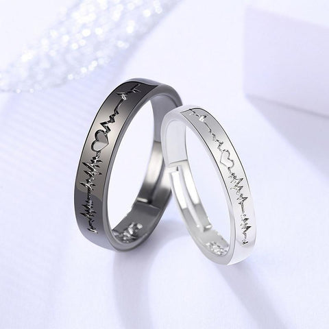 2Pcs/set Romantic Couple Rings For Women Men Punk Heart -JW01390-Veeddydropshipping
