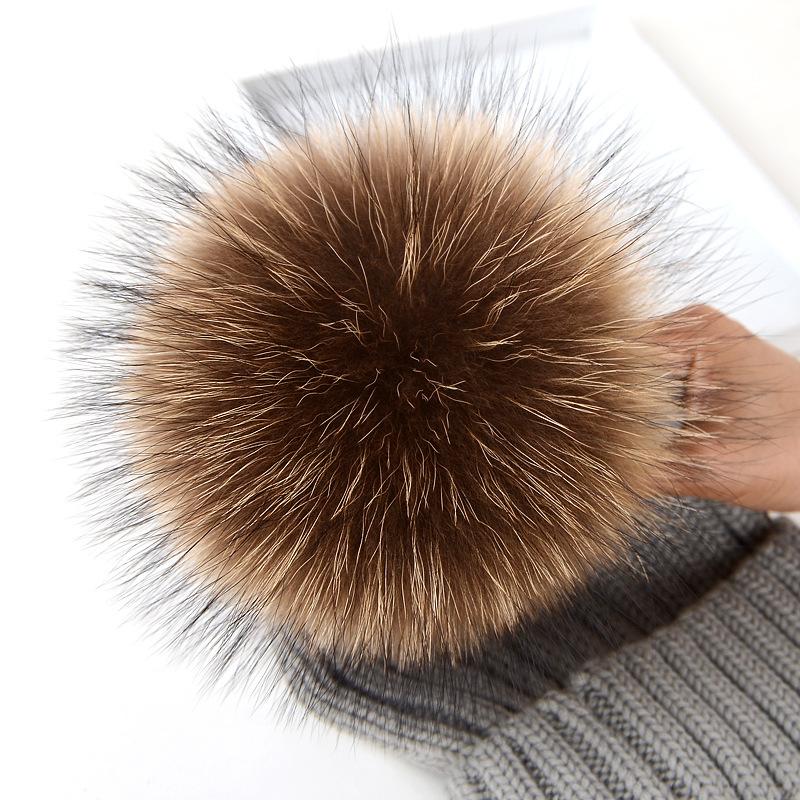 Pompoms Raccoon Fur Pom Poms Balls Natural-MF00865-Veeddydropshipping