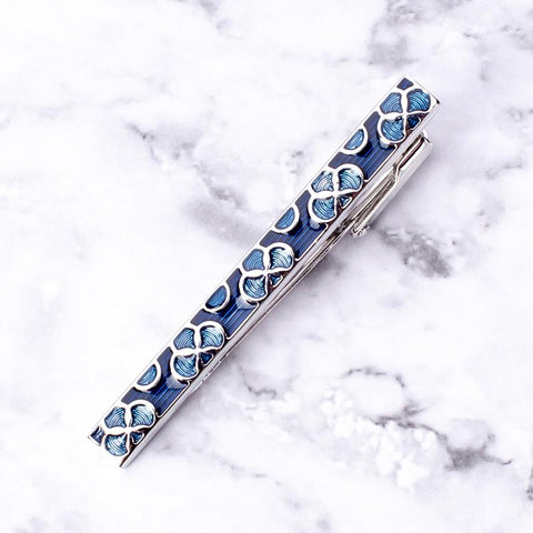 French Shirt Cufflinks and Tie Clip Set Blue Wedding Christmas Gifts-JW01307-Veeddydropshipping