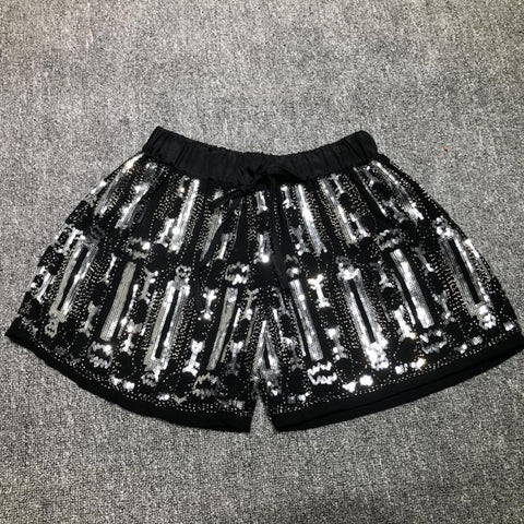 bead work chiffon shorts women-WF00559-Veeddydropshipping