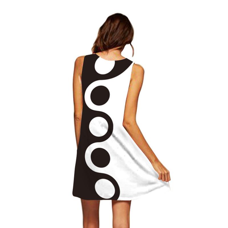 Fashion Women Tank Top Dress Printed Round Neck-Veeddydropshipping