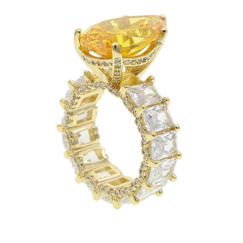 geometry Pink Zircon Water Drop Stone Rings  -JW00439-Veeddydropshipping