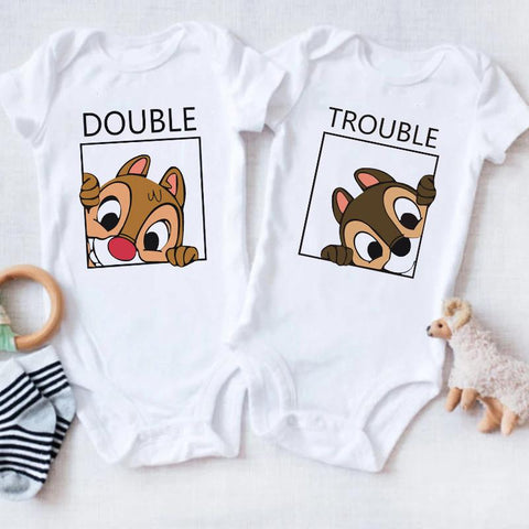 Funny Chip and Dale Disney Baby Bodysuits Cotton Short Sleeve-TB00303-Veeddydropshipping
