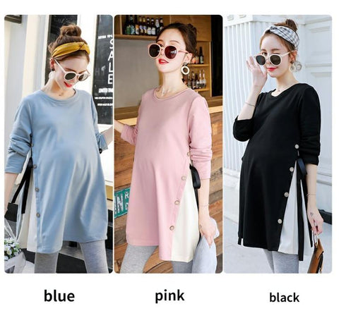 Korean Fashion Cotton Maternity T-shirt Casual Clothes for Pregnant Women Long-TB00561-Veeddydropshipping