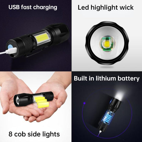 Mini Rechargeable LED Flashlight High Power Zoom Torch Outdoor Camping-TI00768-Veeddydropshipping