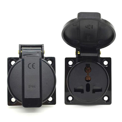 Black blue universal industry safety outlet 10A 250V IP44 CE Multi-function waterproof dusrproof -CE00154-Veeddydropshipping