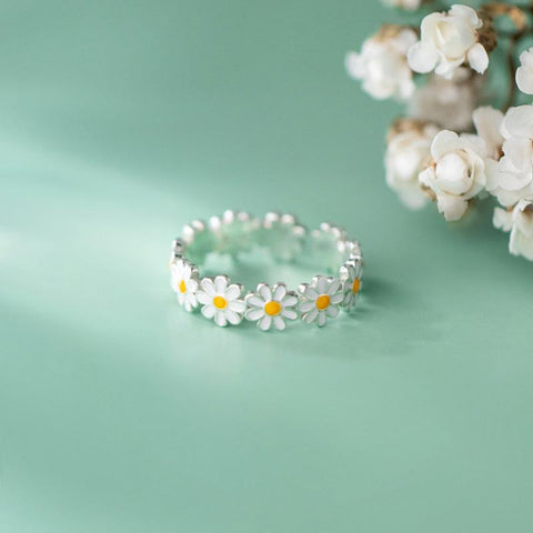 Daisy Flower Rings For Women Korean Style Adjustable Opening Finger -JW01383-Veeddydropshipping