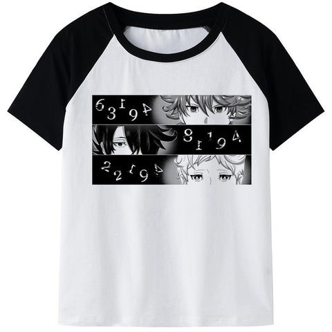 Anime clothing T-shirt, men's Emma Norman Ray printed casual T-shirt-Veeddydropshipping