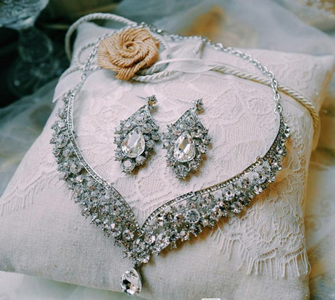 Wedding Jewelry Set Drop Earrings 2pcs Luxury Engagement Accessories  -JW00339-Veeddydropshipping