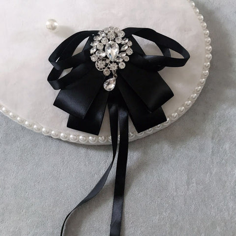 Korean Bow Tie Brooches for Women-WF01179-Veeddydropshipping