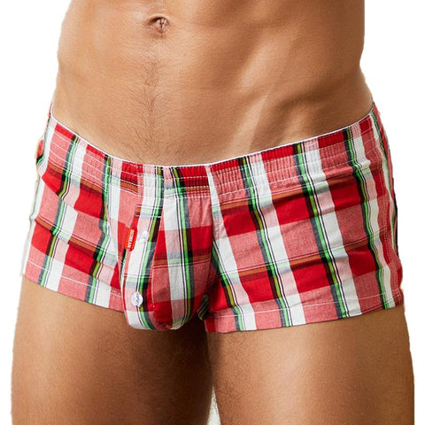Cotton Short cortos hombres Mens pyjama shorts Plaid U bag-MF01410-Veeddydropshipping