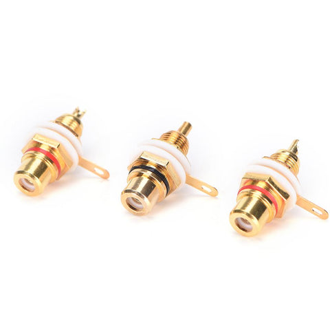 RCA Female Jack 10pcs Plated Rca Connector Gold Panel Mount Chassis Audio Socket Plug Bulkhead-CE00033-Veeddydropshipping