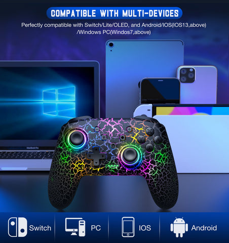 9 RGB Light Wireless Controller For Nintendo Switch/OLED/Lite/Android/IOS/ PC -CE01343-Veeddydropshipping