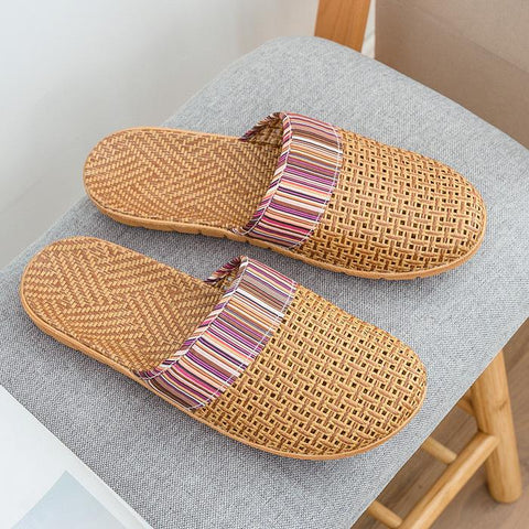 Slippers Home Couples Loopholes Floor Linen Slippers-BS01116-Veeddydropshipping