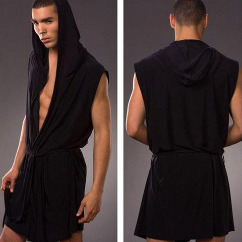 Hooded Sleeveless Sexy Thin Bathrobe Pijama Hombre Comfortable-MF01620-Veeddydropshipping