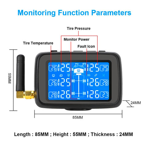 Digital LCD Display Replaceable Battery Auto Truck BUS TPMS with 6 External-AM00149-Veeddydropshipping