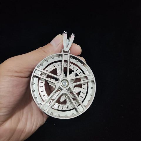 Men Hip hop Iced out Bling Rotatable Maple Leaf Pendant Necklace  -JW00270-Veeddydropshipping