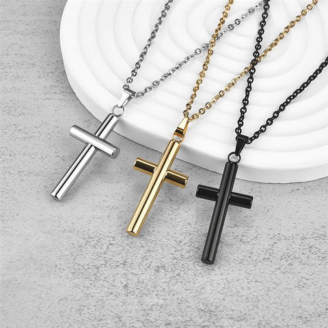 Fashion Cross Pendant Stainless Steel Link Chain Charm Necklace -JW00275-Veeddydropshipping