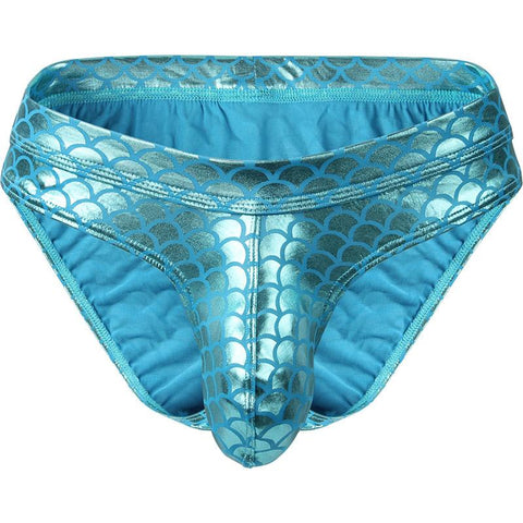 Fish Skin Leather Shorts Men U Convex Low Waist Male Underpants-MF01706-Veeddydropshipping
