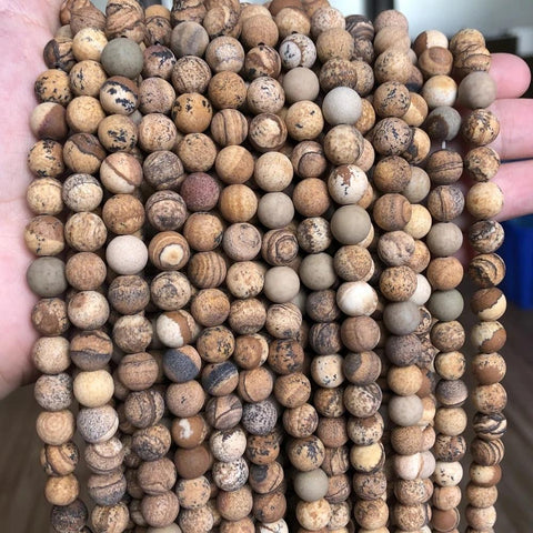 Natural Stone Matte Round Beads for Jewelry Making  Perles-JW01498-Veeddydropshipping