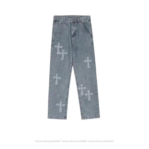 Denim Pants Streetwear Hip Hop Low Rise Baggy Jeans For Men-MF00447-Veeddydropshipping