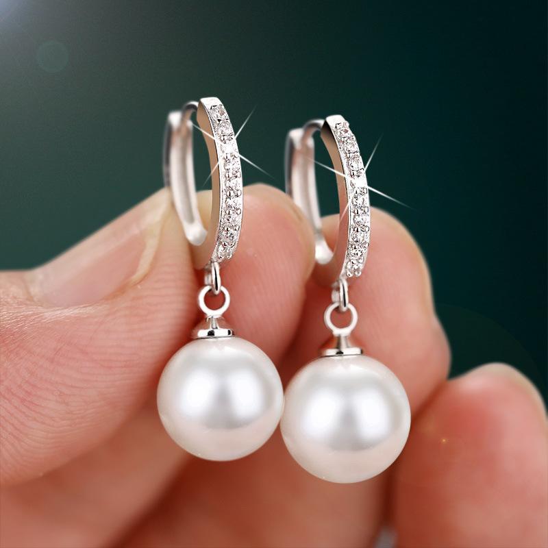 Pearl Earrings Natural Freshwater Pearl 925 Sterling Silver Earrings  -JW00162-Veeddydropshipping