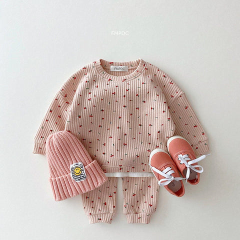 2022 New Toddler Kids Waffle Cotton Clothes Set Many Fruits Print-Veeddydropshipping-1